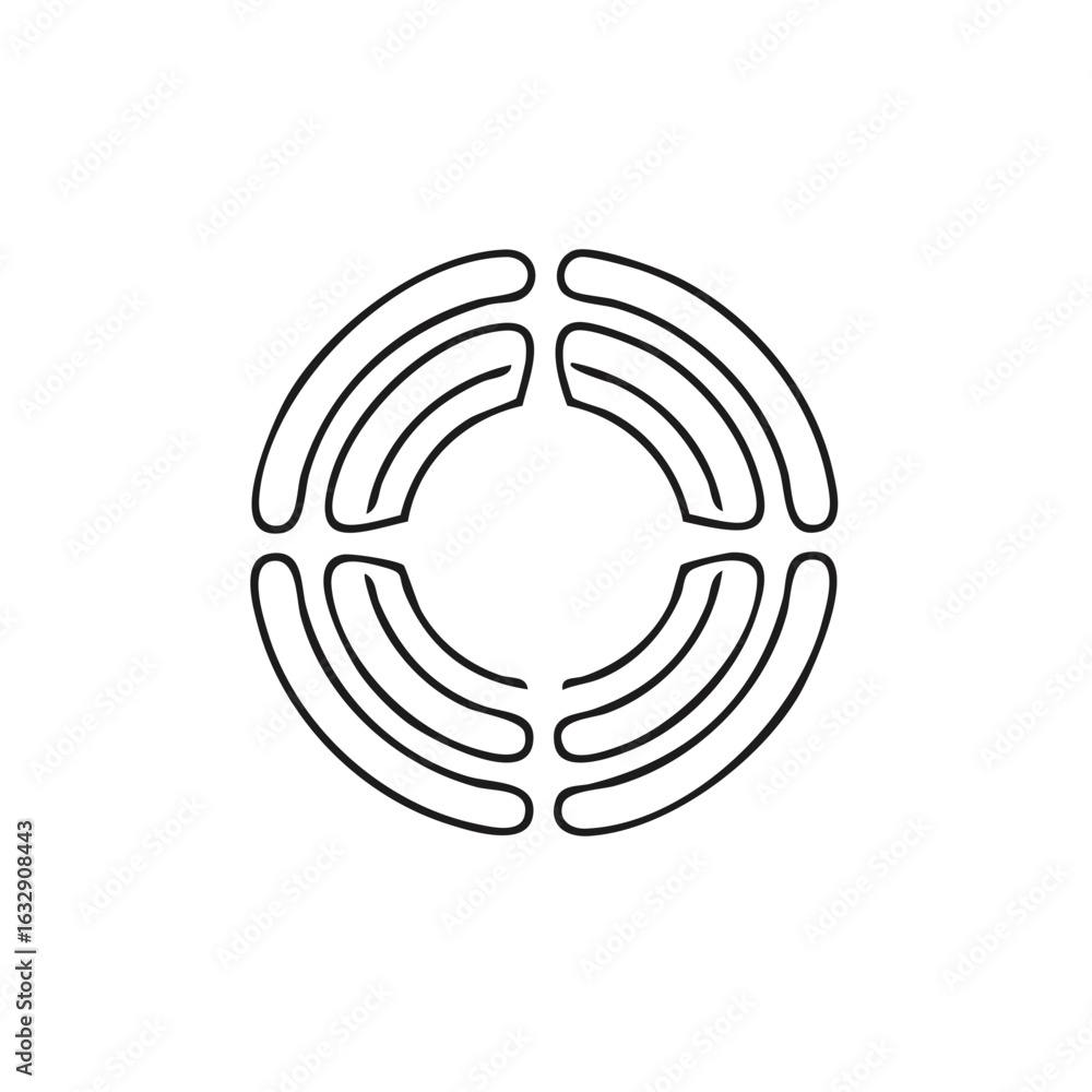 Poster abstract circular line art logo element with segmented arcs