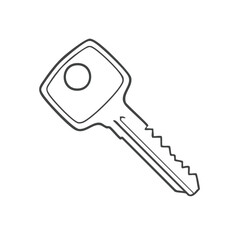 Simple Line Drawing of a Key with a Round Bow