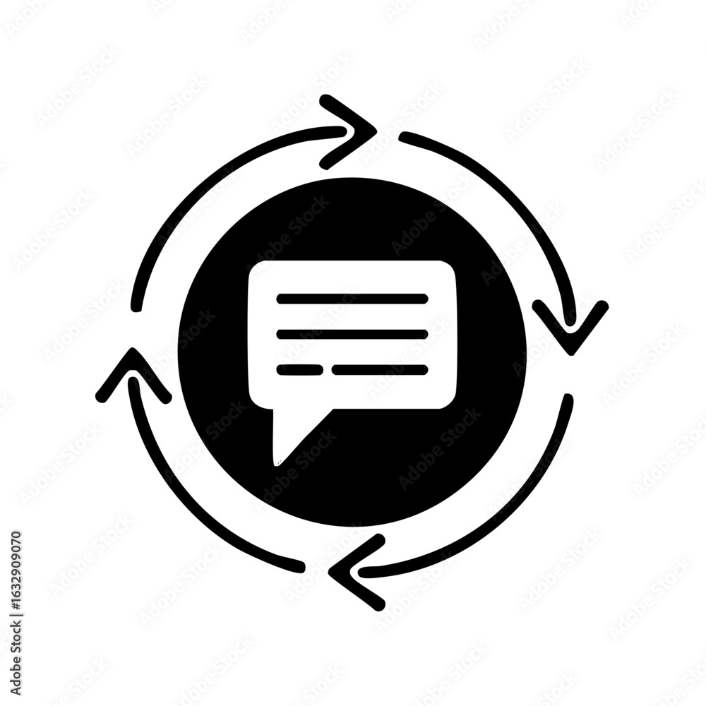 Poster circular flow of communication and messaging icon