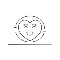 Obraz premium Smiling heart target icon. Love, emotion, feelings concept. Simple line art.
