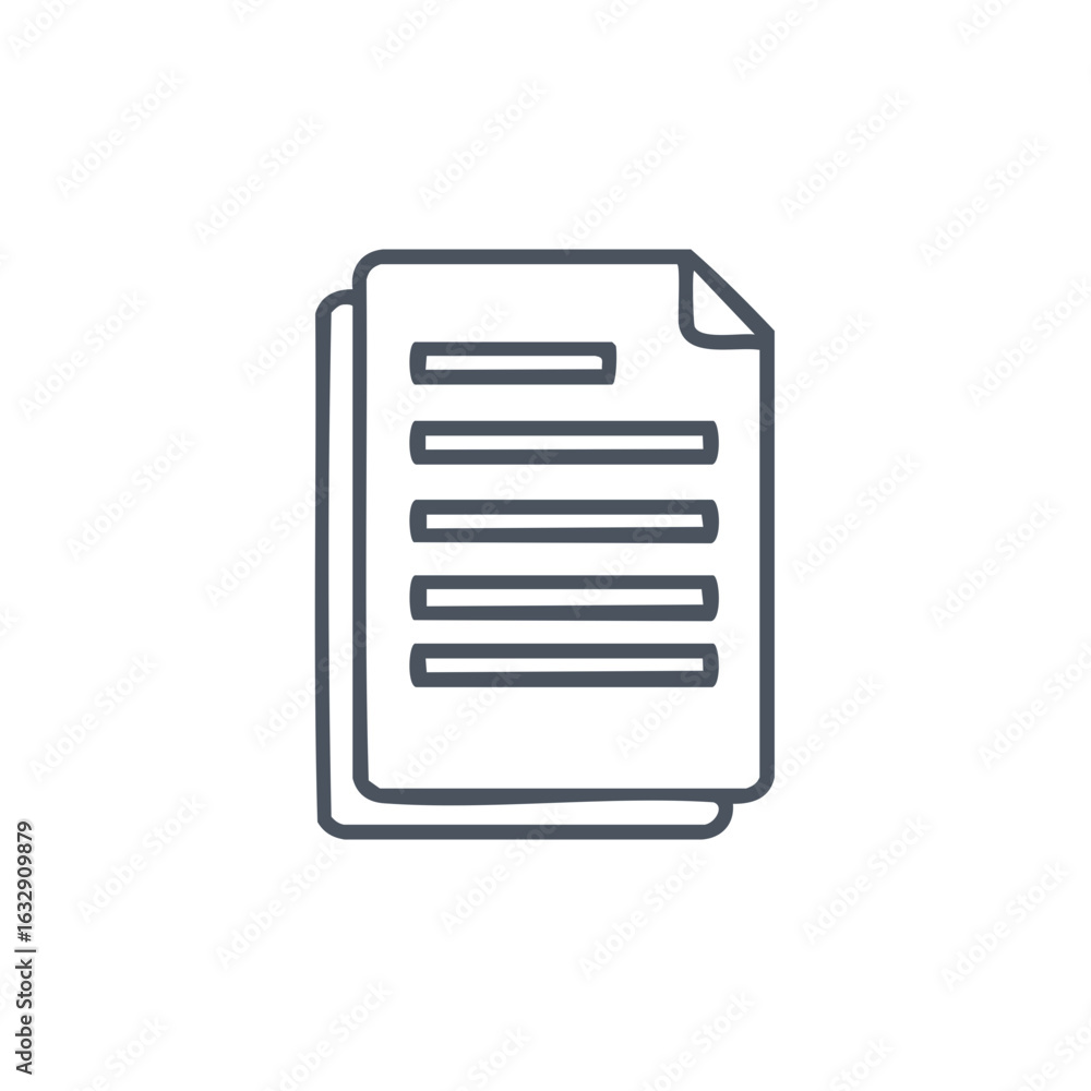 Poster clean line art document icon with text lines