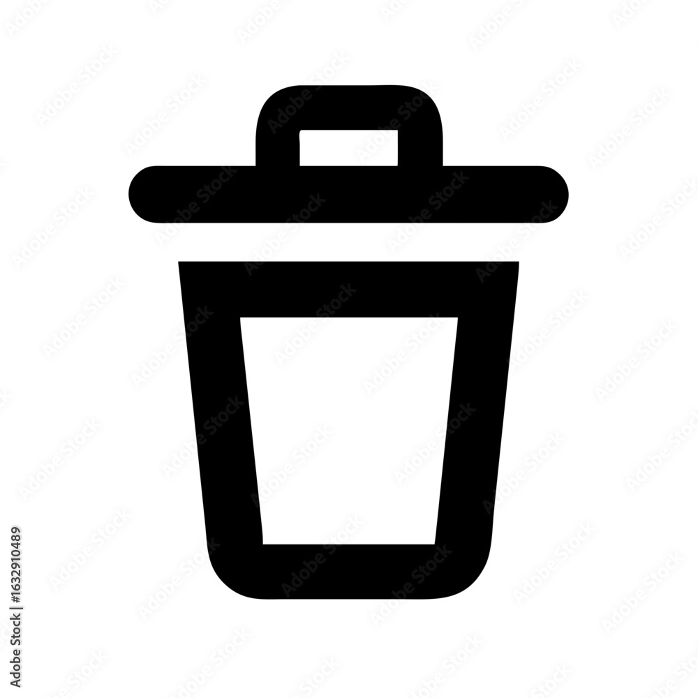 Aufkleber a simple black and white icon of a trash can with a lid and handle on top for waste disposal use
