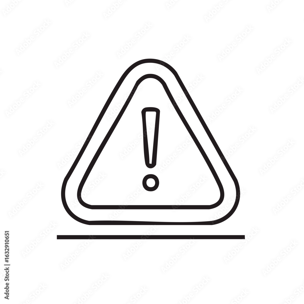 Poster simple outline of a triangular warning sign with an exclamation mark inside indicating hazard or ale