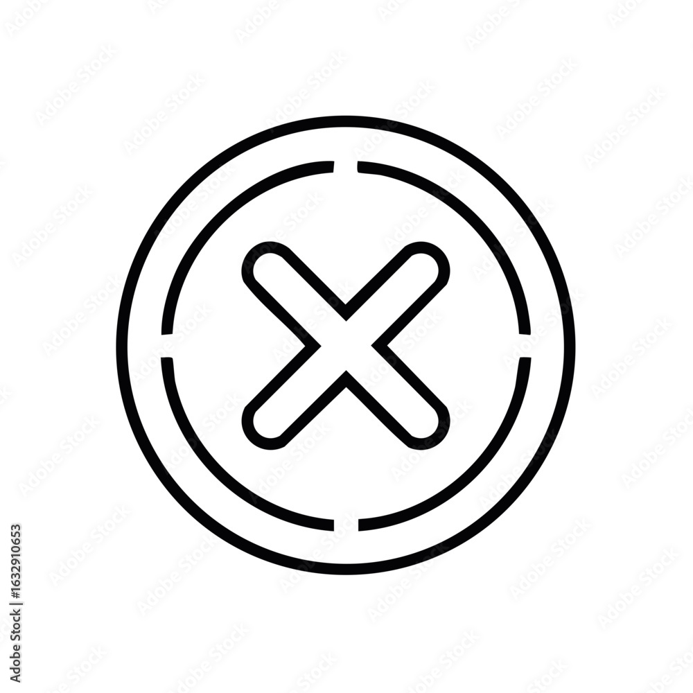 Poster delete icon symbolizing cancel or remove with rounded cross