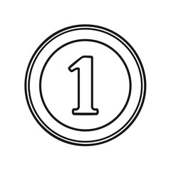 Number One in Circle Outline Icon Representing First Place Achievement and Quantity