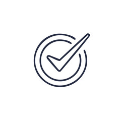 Outline checkmark icon inside double circles representing validation approval and completion