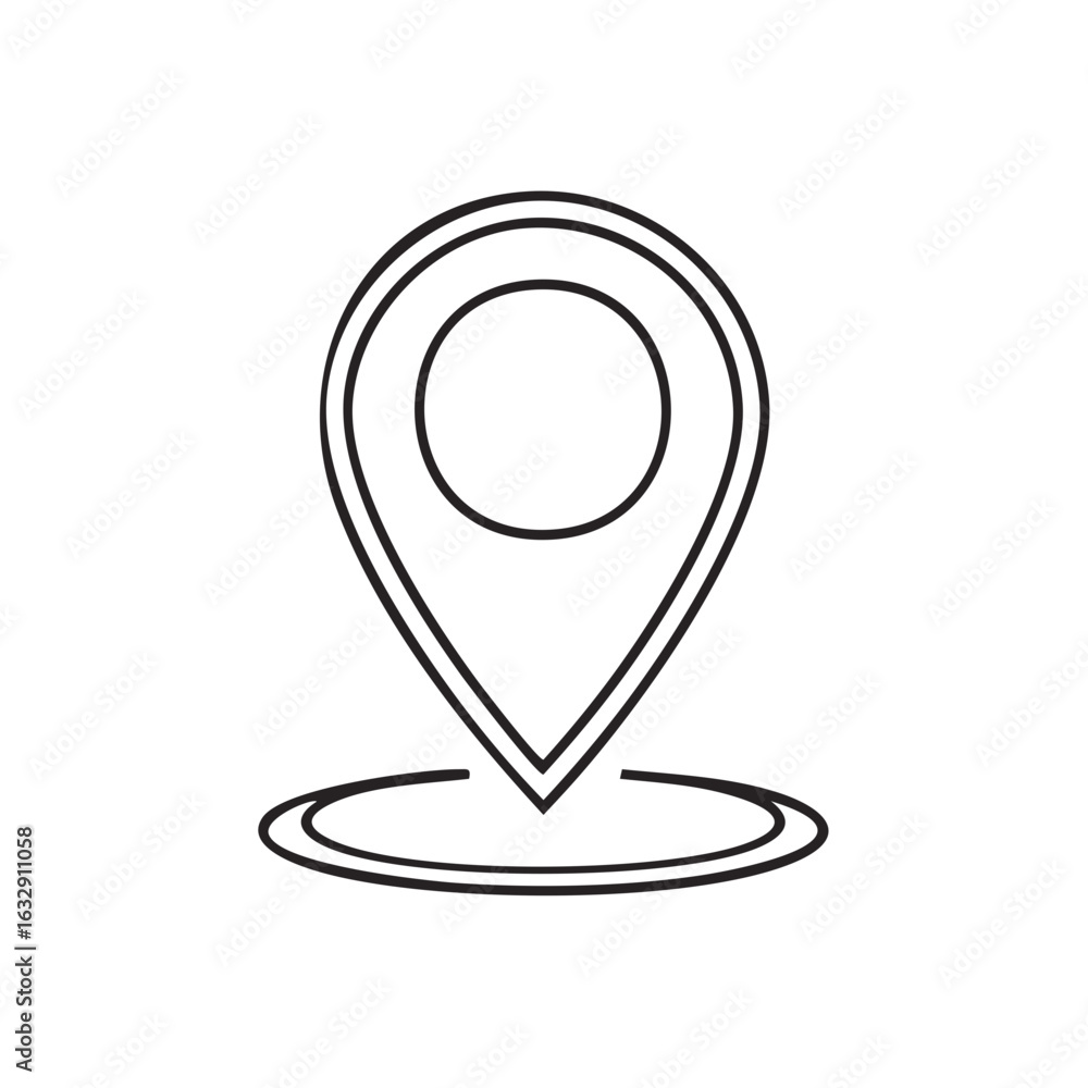 Poster outline map pointer icon vector, navigation element, location symbol and circle landmark pin