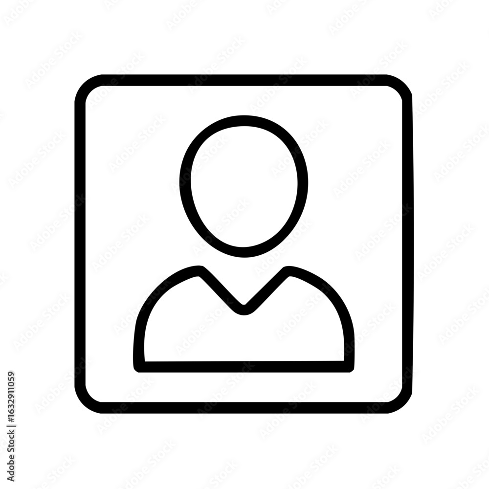 Poster Simple Profile User Icon within Square Border for Interface Design and Contact Representation