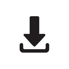 Download Icon Flat Vector Illustration Arrow Pointing Down into Tray