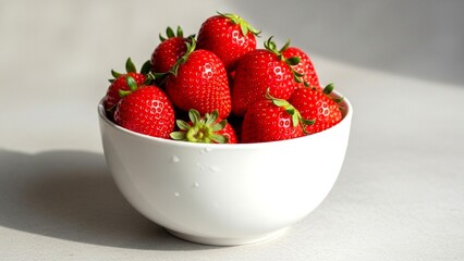 Strawberries in White Bowl