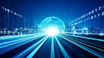 Futuristic city digital highway technology video - Powered by Adobe