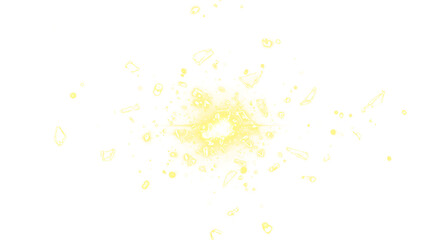 Exploding Shattered Glass Bursting Outward with Bright Light isolated on a transparent background