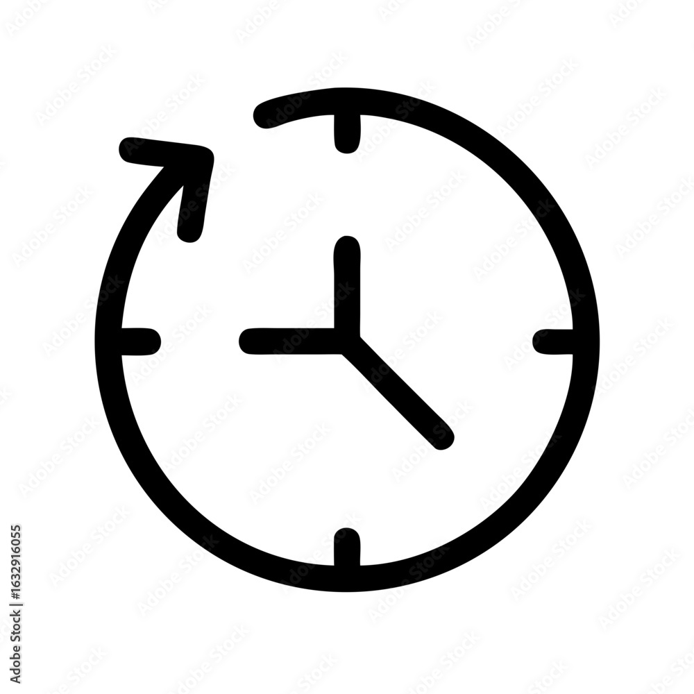 Poster clock icon time management schedule appointment reminder deadline and rotation concept vector graphi