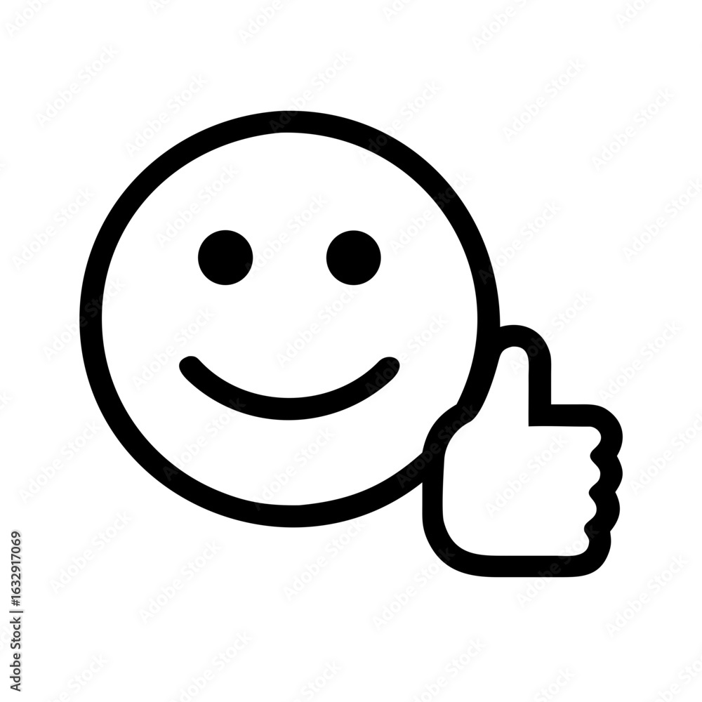 Poster smiley face thumbs up icon vector illustration for social media and user interface design elements v
