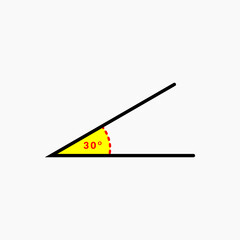 30 degree angle icon in mathematics