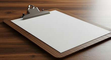 Wooden clipboard with one task written on white paper, centered on light gray background. Clear goal symbol.
