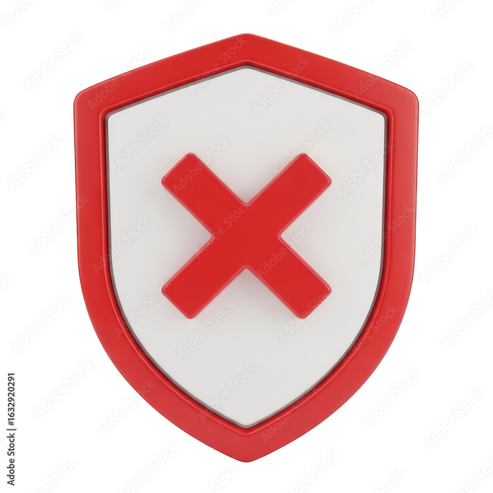 Poster 3d shield with red cross isolated on transparent background