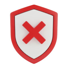 Obraz premium 3d shield with red cross isolated on transparent background