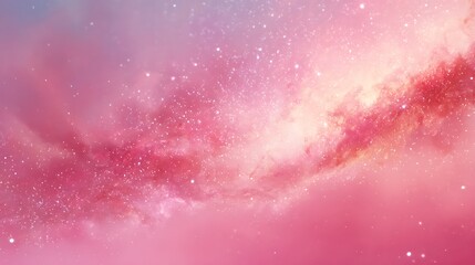 Obraz premium Cosmic pink nebula with sparkling stardust space stars