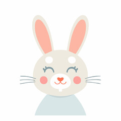 Fototapeta premium Minimal rabbit faces in flat style
