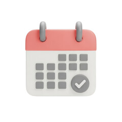 3d calendar icon isolated on transparent background
