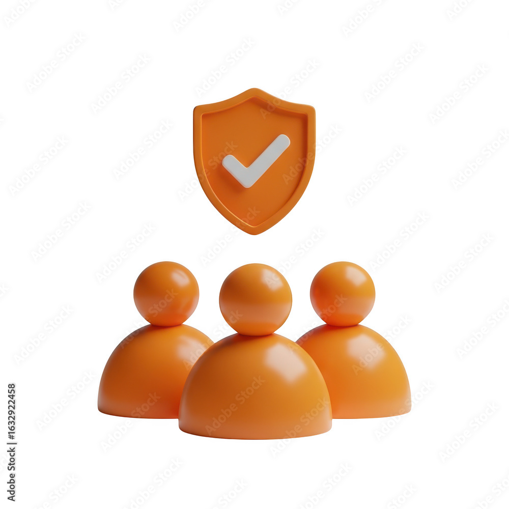 Poster 3d team security icon isolated on transparent background