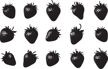Strawberry Icon Silhouettes
