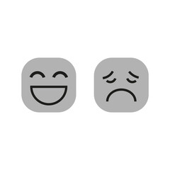 Happy emoji icon. Sad face expression. Simple emotion symbol Vector. Mood indicator illustration.