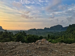 Sunrise at Meratus Mountain, Tropical Borneo Rainforest