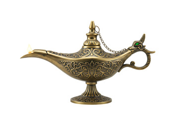 magic aladdin genie lamp isolated on white or transparent background. PNG
