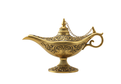magic aladdin genie lamp isolated on white or transparent background. PNG