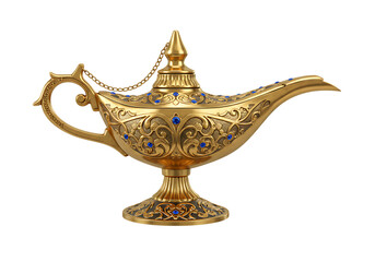 magic aladdin genie lamp isolated on white or transparent background. PNG