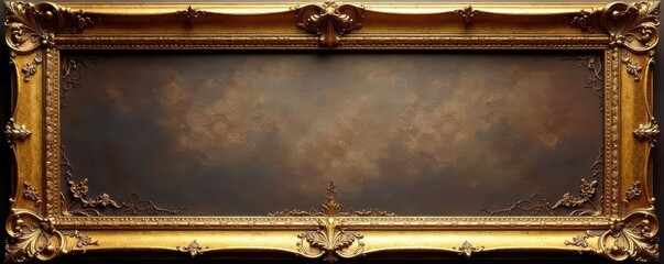 Intricate gold leaf frame, worn edges, classic design , texture, studio shot