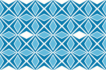 Geometric diamond pattern in blue and white isolated on white background