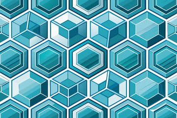 Geometric crystal hexagons pattern isolated on white background