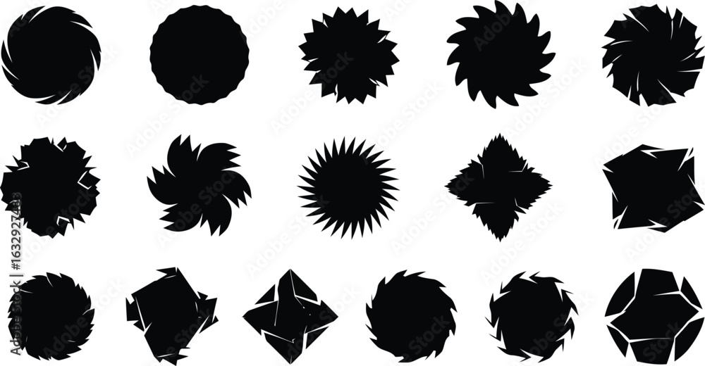 Poster vector art of set of abstract geometric shapes isolated on white background for design