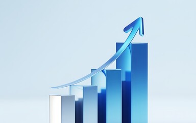Blue bars graph with upward arrow image