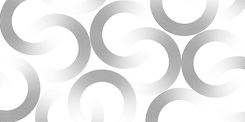 White geometric abstract background overlapping layers on bright space with line effect decoration. Circle style concept modern graphic design element for banner, flyer, card. Eps10