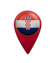 Croatian Flag Pin Location, Croatia Flag Teardrop Map Marker Icon, Teardrop Location Pin with Croatian National Flag