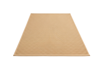Isolated rug, a beige woven jute fiber floor mat, for interior design, decoration, and home furnishing concepts on white and transparent background