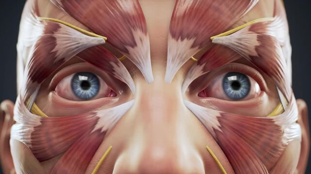Detailed Anatomy of Human Face Muscles and Eyes