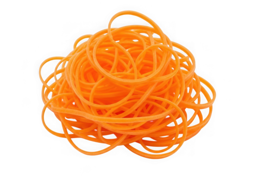 Photo of pile of shredded carrot noodles isolated on transparent background