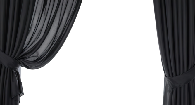 Black curtain on transparent background png