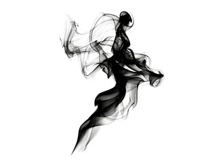 Fototapeta premium Abstract black and white swirling smoke design, Isolated On White, Transparent Background, Png Cut Out