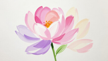 Naklejka premium watercolor lotus flower pink purple bloom