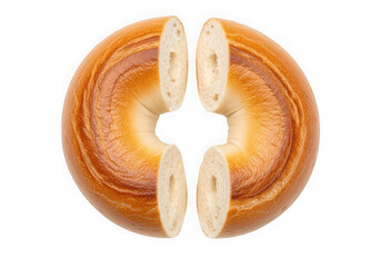 Photo of cinnamon bagel cut in half isolated on transparent background