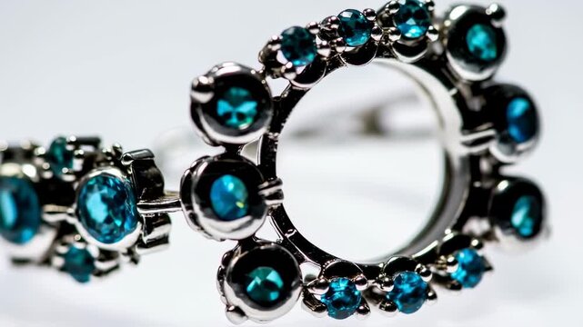 Teal gemstone bezel ring closeup