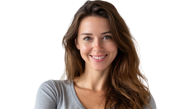 Radiant Smile: A portrait of a beautiful woman, exuding confidence and warmth, her genuine smile lighting up the frame. 