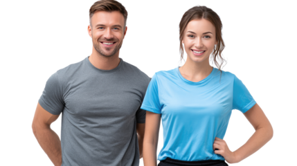 Fitness Couple's Portrait: A vibrant duo, exuding health and vitality in fitness apparel, radiate positivity and teamwork. Representing lifestyle, health, and healthy lifestyle