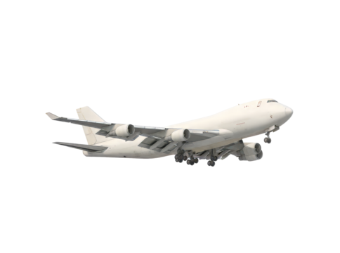 White cargo airplane in flight isolated on black background, Isolated On White, Transparent Background, Png Cut Out